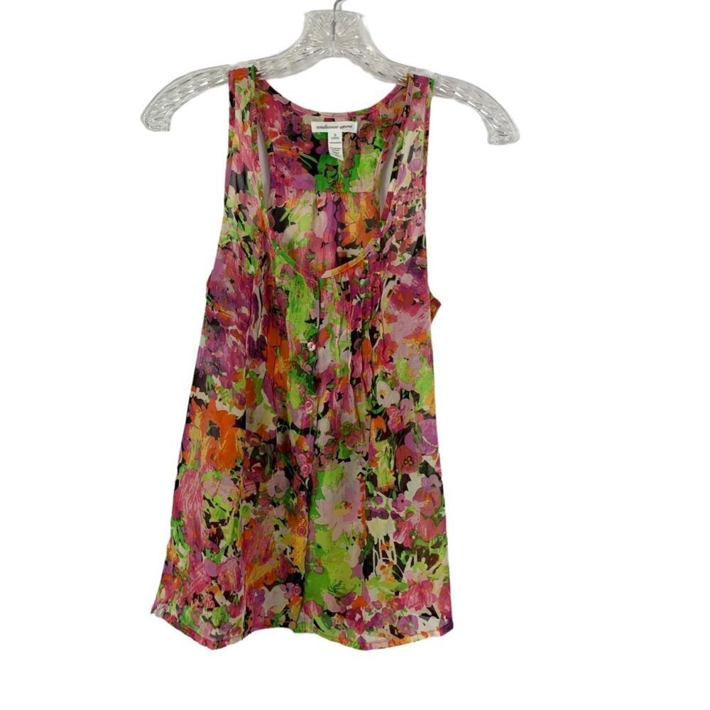 Ambiance Apparel Women's Shear Floral Tank Top